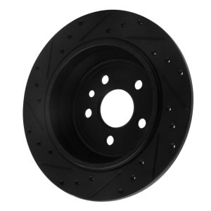 Land Rover LR2 Brake Rotor (1) - Rear Right - R1 Concepts - Drilled & Slotted - Black - `13-`15
